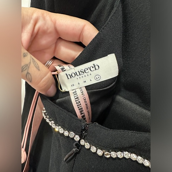 House Of CB | Maricel BLACK CRYSTALLISED MAXI DRESS | Size: L+ - Picture 11 of 14